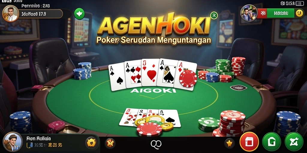 Tampilan seru dari gameplay AGENHOKI saat bermain Poker.