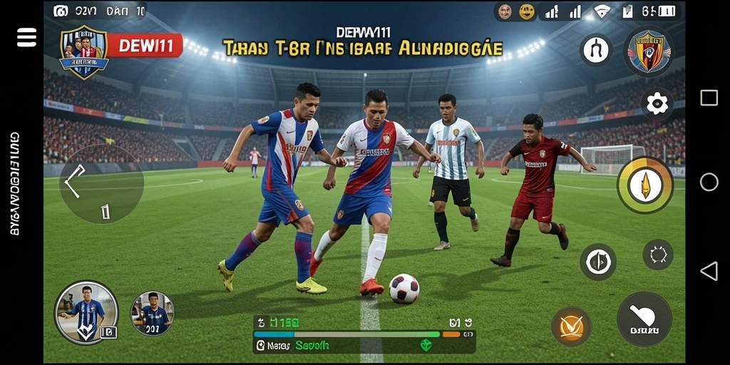 Screenshot DEWI11 menampilkan pertandingan sepak bola yang penuh aksi.