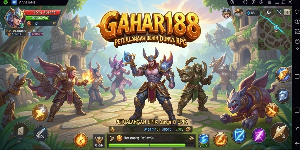 Tampilan permainan RPG GAHAR188 dengan pertarungan seru.