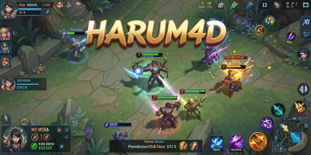 Menampilkan momen seru dari gameplay MOBA HARUM4D.