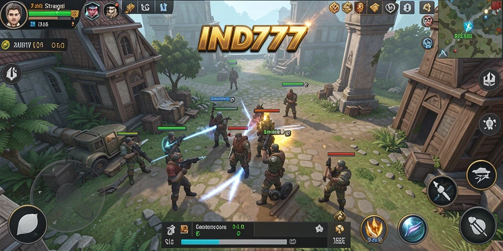 Screenshot IND777 menampilkan pertempuran strategis yang mendebarkan dalam gameplay SLG.