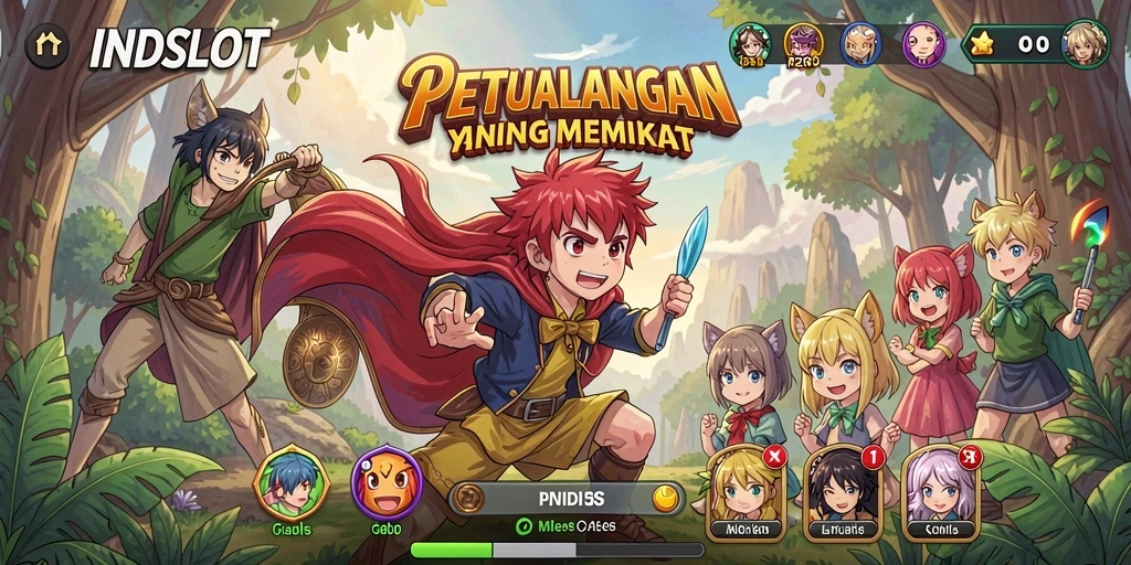 Screenshot menampilkan karakter anime dalam aksi slot yang seru.