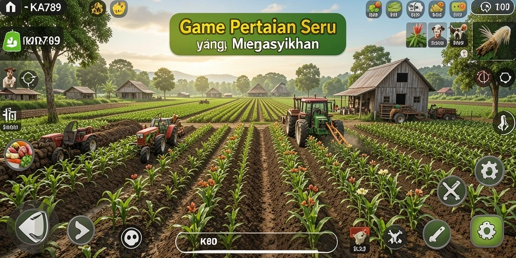 Bagian gameplay KA789 dengan aksi bertani yang seru.