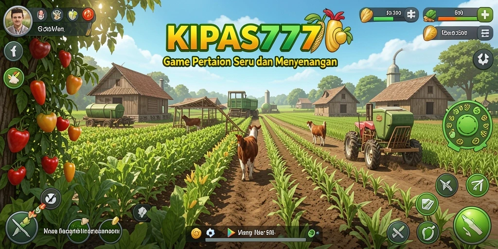 Tampilan gameplay KIPAS777 yang menampilkan aktivitas pertanian yang seru.