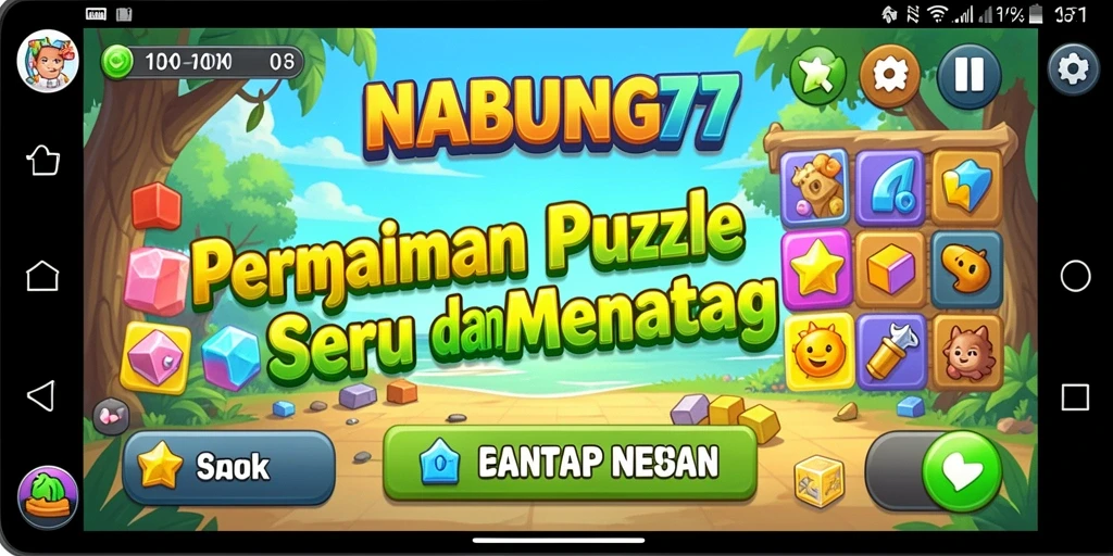 Gameplay NABUNG77 menunjukkan tingkat keseruan dalam menyelesaikan teka-teki.