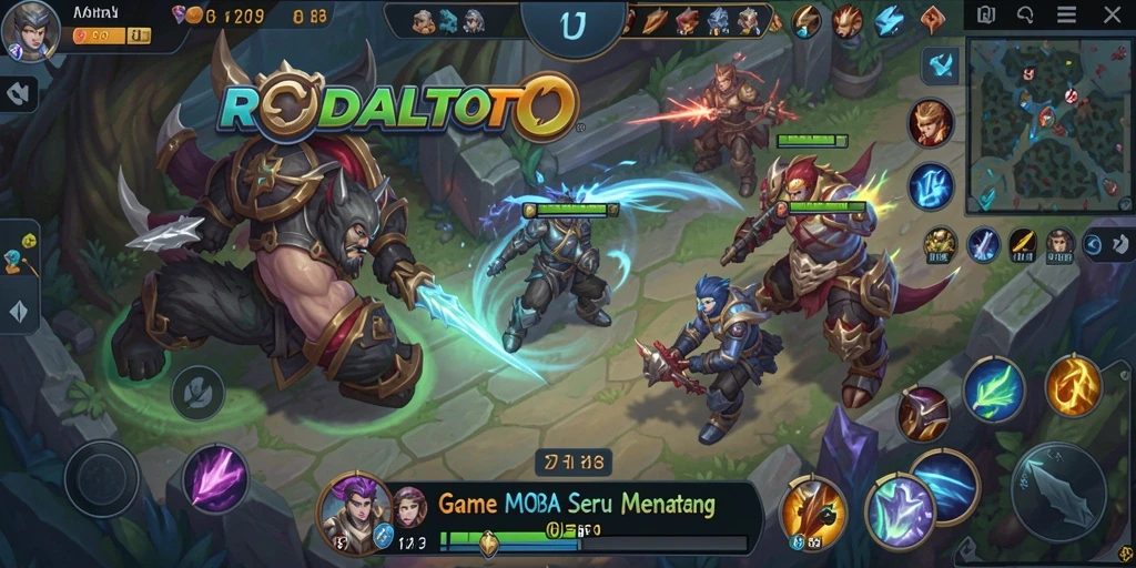 Tampilan gameplay RUDALTOTO dengan karakter dan arena yang dinamis.