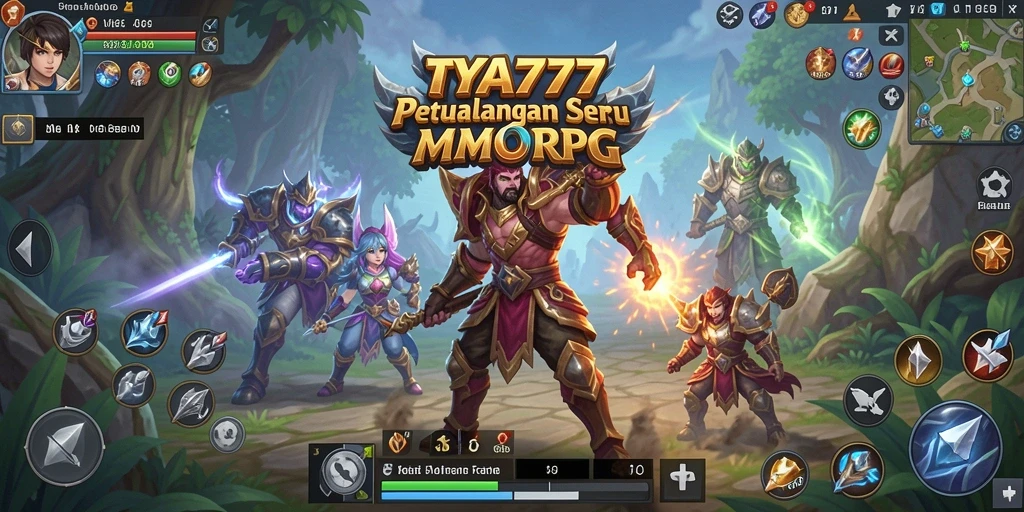 Screenshot gameplay TYA777 menampilkan pertarungan epik di dunia MMORPG.