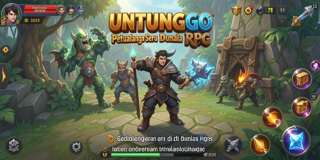 Gameplay UNTUNGGO yang penuh aksi dan strategi di dunia RPG.