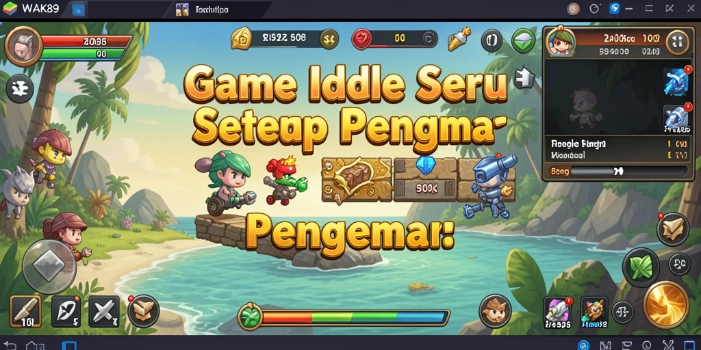 Tampilan gameplay seru dalam WAK89, karakter sedang bekerja otomatis.